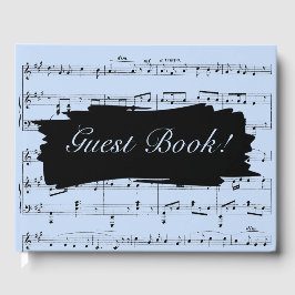Livro De Visitas Convite para Casamento de Música Negra e Azul Mode