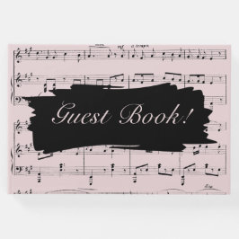 Livro De Visitas Convite para Casamento de Música Negra e Rosa Mode