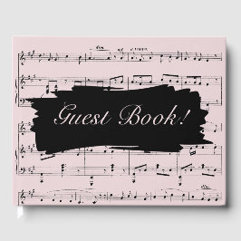 Livro De Visitas Convite para Casamento de Música Negra e Rosa Mode