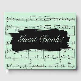 Livro De Visitas Convite para Casamento de Música Negra e Verde Mod