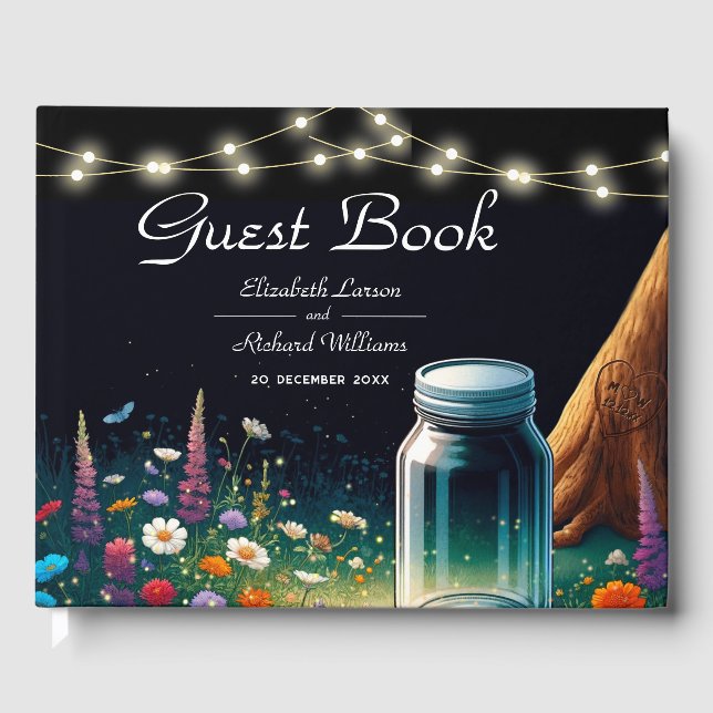 Livro De Visitas Convite para Casamento Russo de Firefly Elegante (Frente)