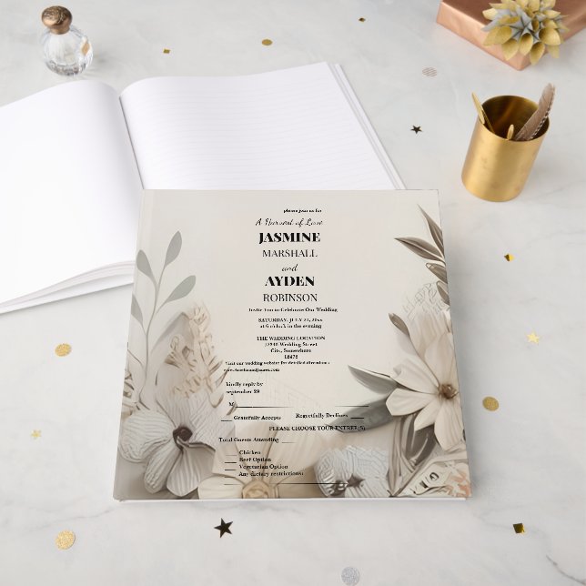 Livro De Visitas Convites personalizados elegantes (Frente aberta)