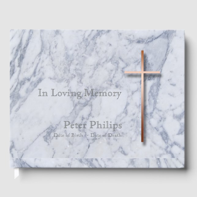 Livro De Visitas Copper Cross Marble Funeral Memorial Guest Book (Frente)