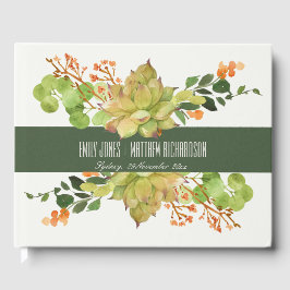 LIVRO DE VISITAS COR DE ÁGUA FLORAL FLORAL DO JARDIM DE CACTUS SUCC