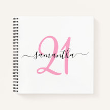 Livro de Visitas Cor-de-Rosa Personalizado para 21