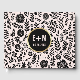 Livro De Visitas Cor-de-rosa | Preto | Casamento Dourado