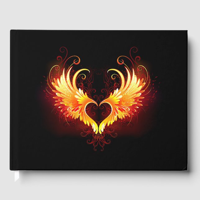Livro De Visitas Coração do Anjo Fogo com Asas (Frente)