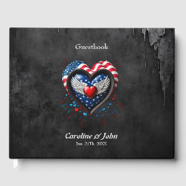 Livro De Visitas Coração nas cores da bandeira americana