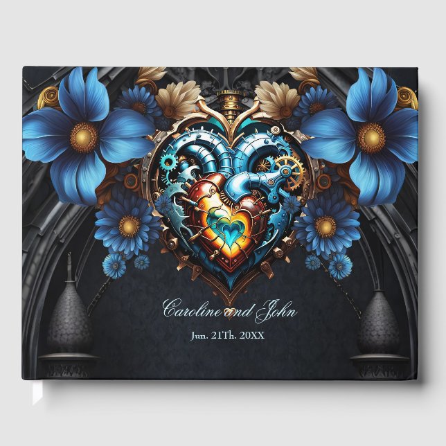 Livro De Visitas Coração nobre steampunk (Frente)