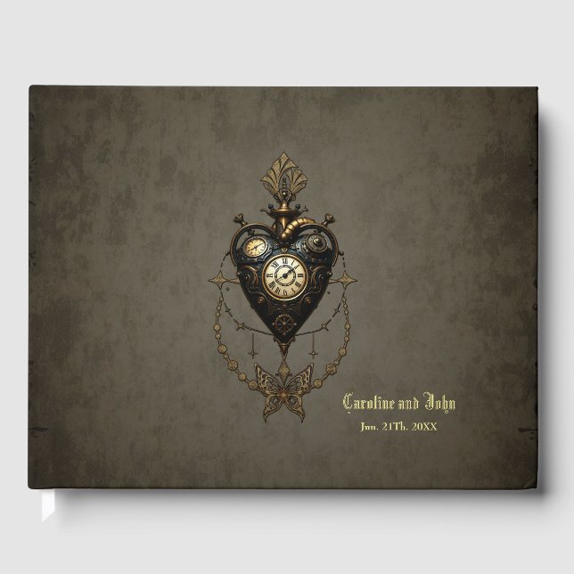 Livro De Visitas Coração Steampunk, (Frente)
