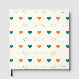 Livro De Visitas Corações adoráveis / creme de laranja verde