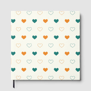 Livro De Visitas Corações adoráveis / creme de laranja verde
