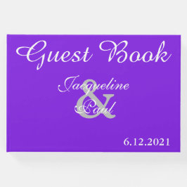Livro De Visitas Corações Sunset Violet Monogramed Casamento