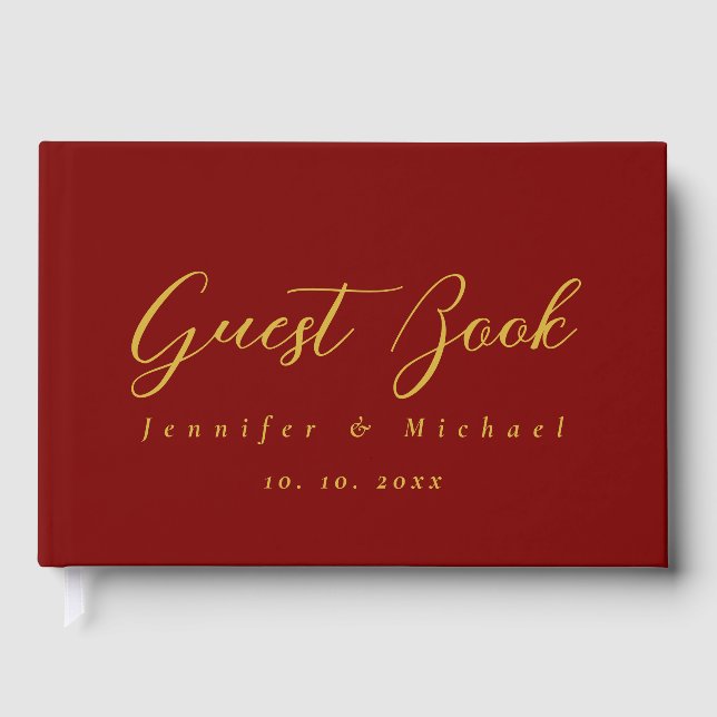 Livro De Visitas Cores Dourado e Vermelho Intenso Profissional Mode (Frente)