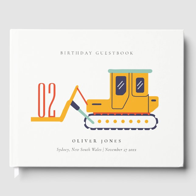 Livro De Visitas Coroa De Construção Levanta Qualquer Idade Anivers (Frente)