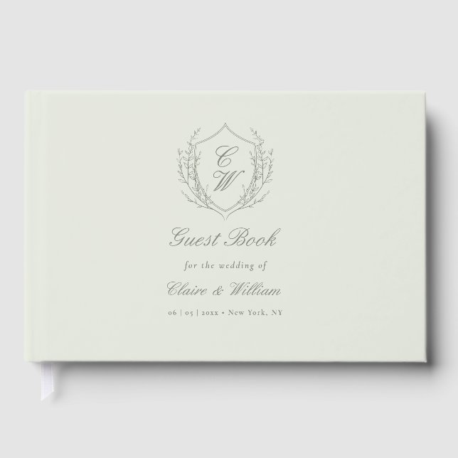 Livro De Visitas Coroa de Cumeeira Botânica Elegante Casamento (Frente)