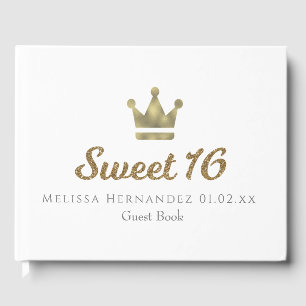 Livro De Visitas Coroa de Princesa Dourada Brilhante Sweet 16