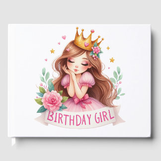 Livro De Visitas Coroa de Princesa Menina de Aniversário