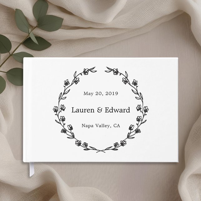 Livro De Visitas Coroa Floral Rústica Casamento (Criador carregado)