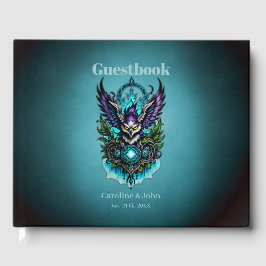 Livro De Visitas Coruja com elementos mágicos.