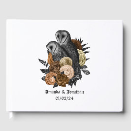 Livro De Visitas Coruja Floral Âmbar Casamento Gótico