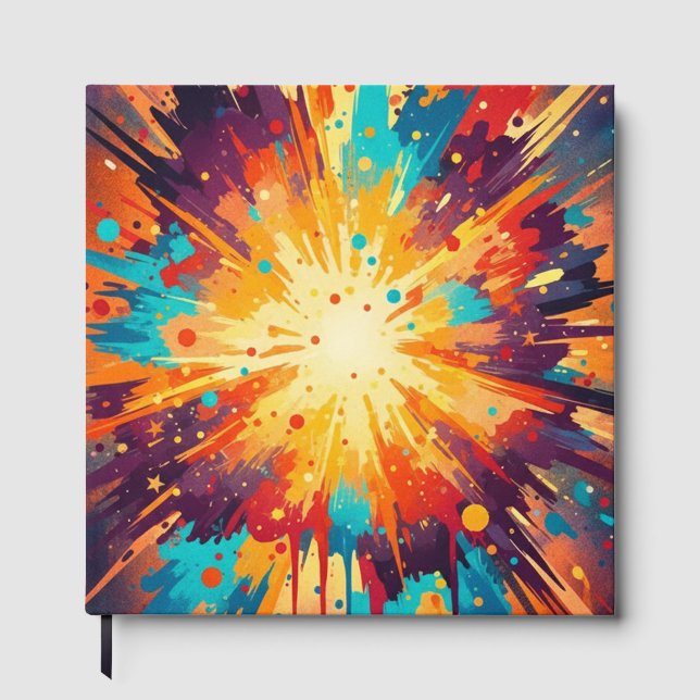 Livro De Visitas Cosmic Burst Abstract Splatter Art (Frente)