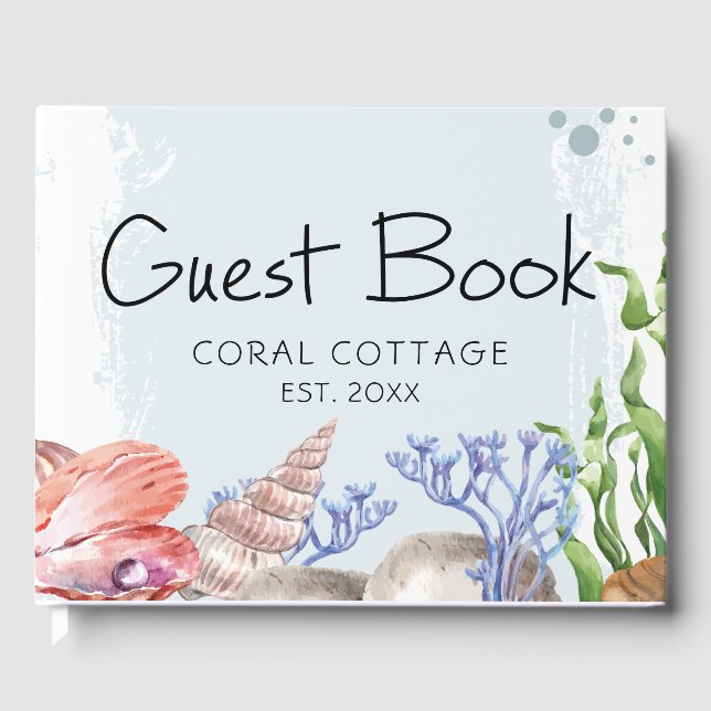 Livro De Visitas Costeira Watercolor Beach House (Frente)