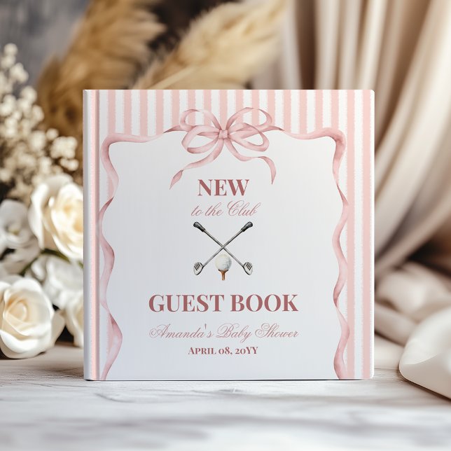 Livro De Visitas Country Pink Girl New to the Club Golf Baby Shower (Criador carregado)