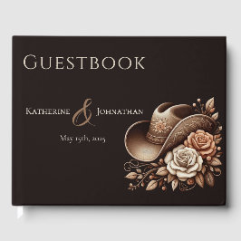 Livro De Visitas Country Western Cowgirl Hat com Flores
