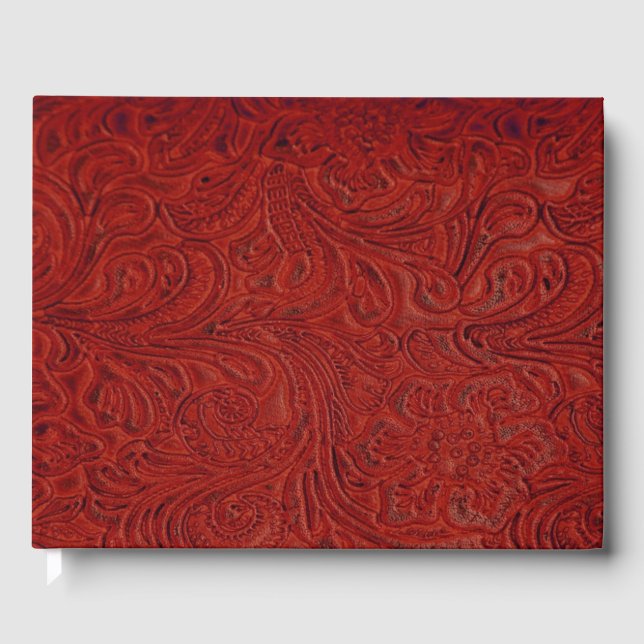 Livro De Visitas Couro Vermelho Rústico (Faux) (Frente)