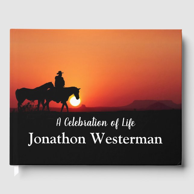 Livro De Visitas Cowboy cavalaria no Sunset Celebration of Life (Frente)