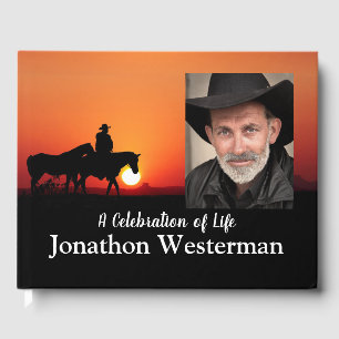 Livro De Visitas Cowboy cavalaria no Sunset Celebration of Life G