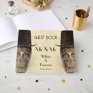 Livro De Visitas Cranio Gay Sr e Sr Casamento Vintage Retro Sepia