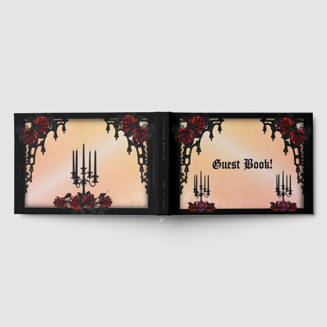 Livro de Visitas Creamy Peach com Rosa Gótica (Completo)