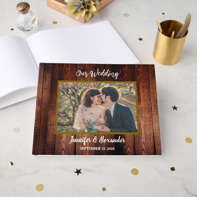Livro De Visitas Create your own rustic photo country wedding  (Frente aberta)