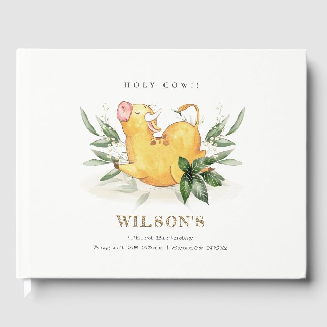 Livro De Visitas Crianças de Folhagem de Fazenda de Vaca Bonita Qua (Frente)