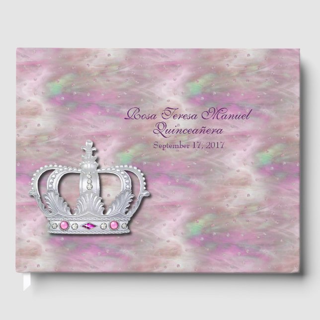 Livro De Visitas Crown e Satin Quinceañera Guest Book (Frente)