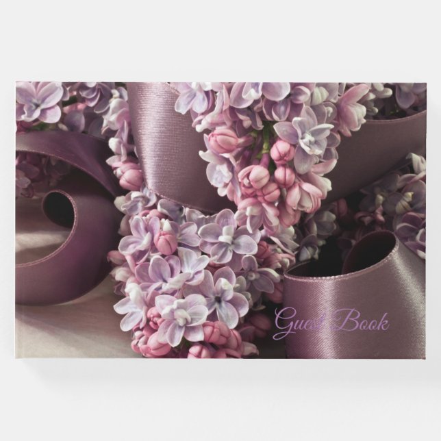 Livro De Visitas Curvas De Lilac E De Fita (Frente)