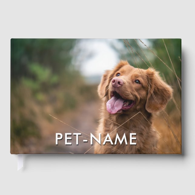 Livro De Visitas Custom 2 Photo With Your Pet Dog 2 Name Picture On (Frente)