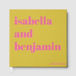 Livro De Visitas Custom Bold Names Modern Chartreuse Pink Wedding