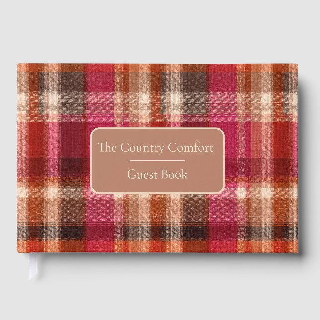 Livro De Visitas Custom Guest Book Gingham Style Vacation Rentals (Frente)