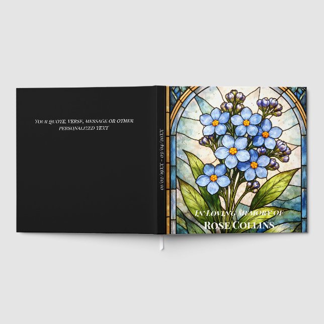 Livro De Visitas Custom Memorial Forget Me Not Stain Glass Funeral (Completo)