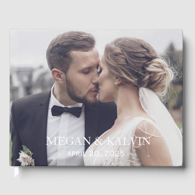 Livro De Visitas Custom Monogram Photo Wedding Guest Book (Frente)