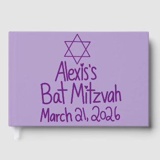 Livro De Visitas Custom Purple Bat Mitzvah