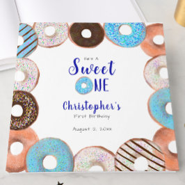 Livro De Visitas Custom Sweet One Donut First Birthday Blue