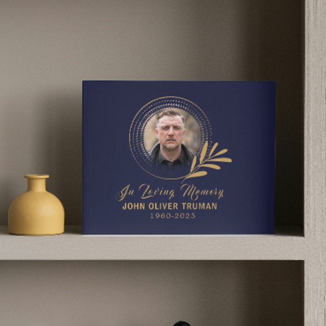 Livro De Visitas Custom Text Photo Memorial Funeral Leaves (celebration of life memorial loss condolences funeral in loving memory celebration of life memorial )