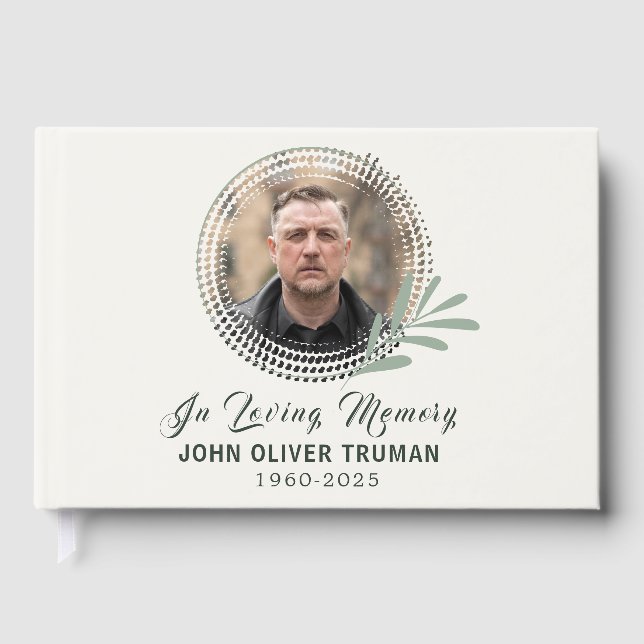 Livro De Visitas Custom Text Photo Memorial Funeral Leaves (Frente)