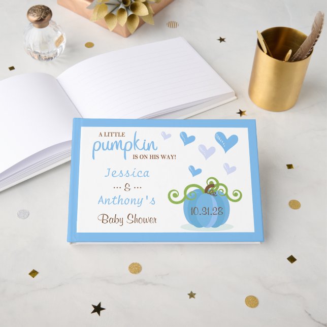 Livro De Visitas Cute Little Pumpkin Baby Shower (Frente aberta)
