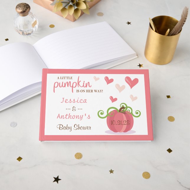 Livro De Visitas Cute Little Pumpkin Baby Shower (Frente aberta)
