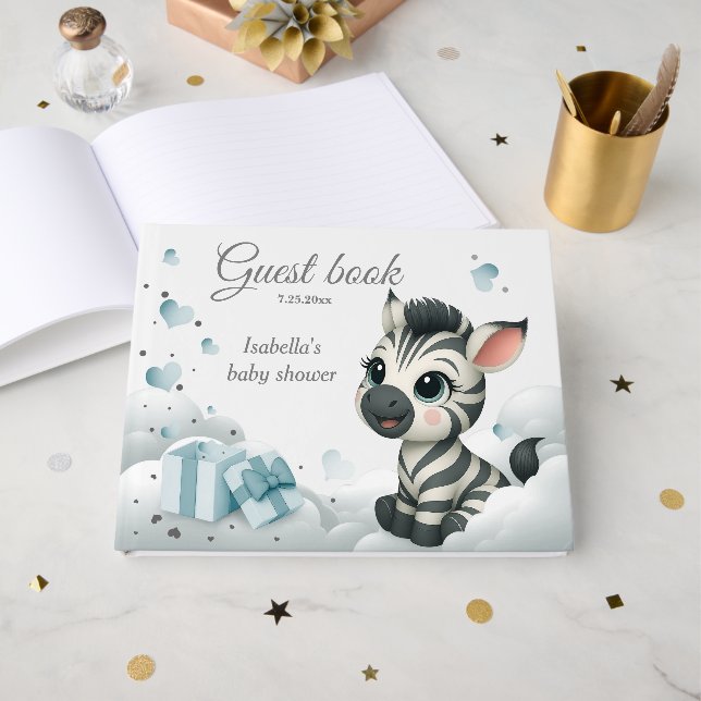 Livro De Visitas cute little zebra  (Frente aberta)